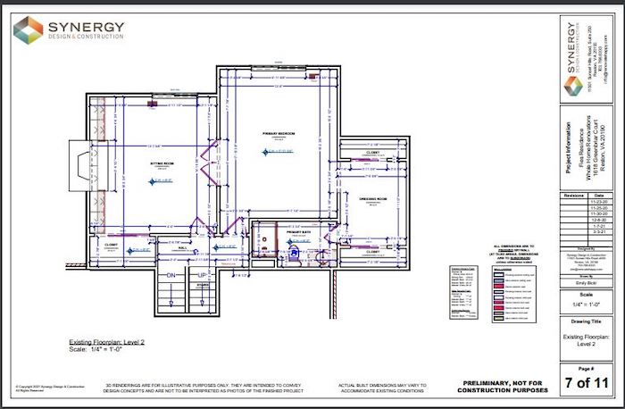 primary bedroom suite existing plans